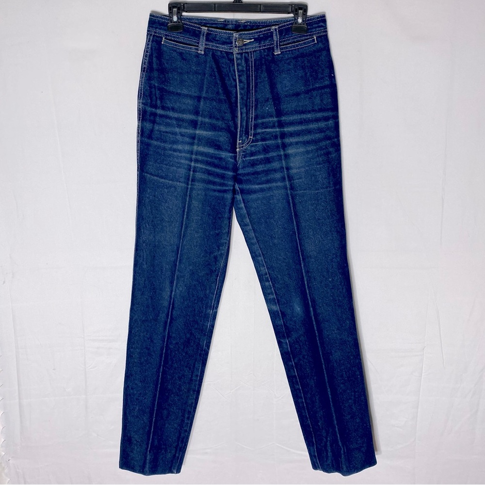 Vintage Jordache Dark Blue Denim High Rise Western Style Straight Leg Jeans 30